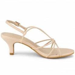 Allegra K Shoes Women's Strappy Slingback Kitten Heels Sandals