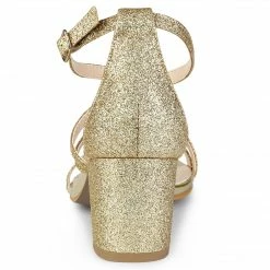 Allegra K Shoes Women's Glitter Crisscross Strap Chunky Heels Sandals 26 Allegra K Shoes Women's Glitter Crisscross Strap Chunky Heels Sandals