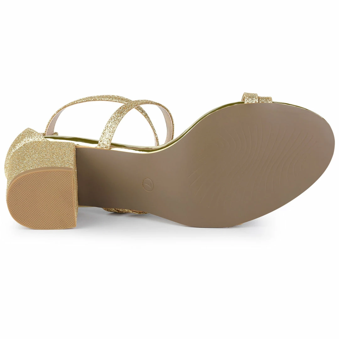 Allegra K Shoes Women's Glitter Crisscross Strap Chunky Heels Sandals 8 Allegra K Shoes Women's Glitter Crisscross Strap Chunky Heels Sandals