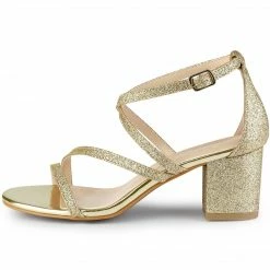 Allegra K Shoes Women's Glitter Crisscross Strap Chunky Heels Sandals 30 Allegra K Shoes Women's Glitter Crisscross Strap Chunky Heels Sandals