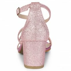 Allegra K Shoes Women's Glitter Crisscross Strap Chunky Heels Sandals 34 Allegra K Shoes Women's Glitter Crisscross Strap Chunky Heels Sandals