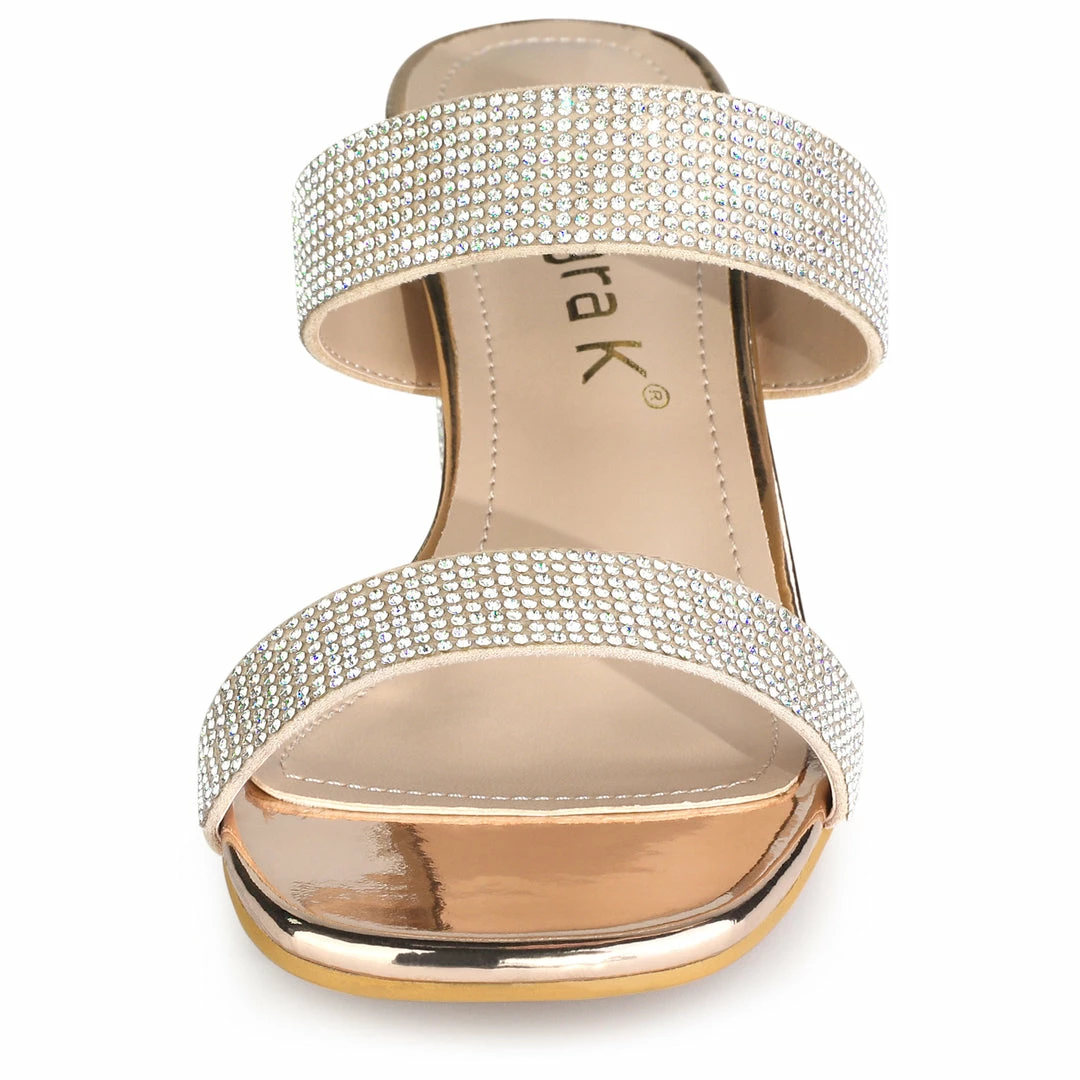 Allegra K Shoes Women's Rhinestone Square Toe Chunky Heel Slides Sandals 13 Allegra K Shoes Women's Rhinestone Square Toe Chunky Heel Slides Sandals