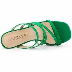 Allegra K Women's Slip-On Crisscross Strap Block Heels Sandals Shoes