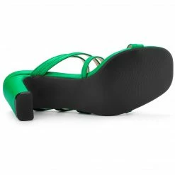 Allegra K Women's Slip-On Crisscross Strap Block Heels Sandals Shoes