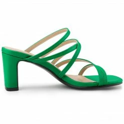 Allegra K Women's Slip-On Crisscross Strap Block Heels Sandals Shoes