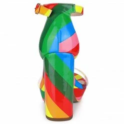 Allegra K Women's Printed Clear Platform Chunky Heel Sandals