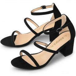 Allegra K Women's Open Toe Strappy Chunky Heels Sandals Shoes