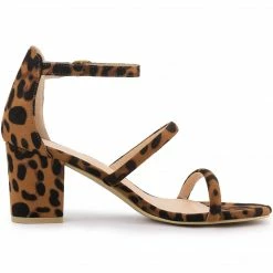 Allegra K Women's Open Toe Strappy Chunky Heels Sandals Shoes