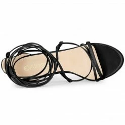 Allegra K Women's Strappy Straps Lace Up Stiletto Heel Sandals