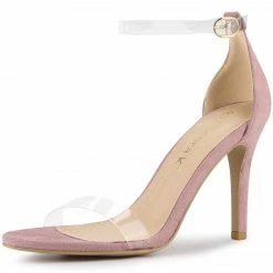 Allegra K Shoes Women's Open Toe Clear Ankle Strap Stiletto Heel Sandals 25 Allegra K Shoes Women's Open Toe Clear Ankle Strap Stiletto Heel Sandals