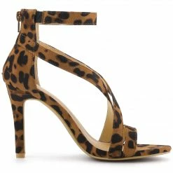 Allegra K Women's Zipper Ankle Strap Stiletto Heel Sandals 37 Allegra K Women's Zipper Ankle Strap Stiletto Heel Sandals