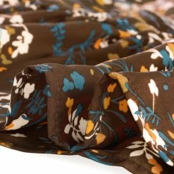 Allegra K Women's Printed Elastic Waist Tiered Ruffle Hem Flowy Midi Skirt