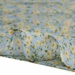 Women Allegra K Square Neck Long Bell Sleeve Floral Print Smocked Blouse