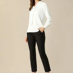 Allegra K Women's Elegant Work Office Blouse Long Sleeve Pleated Tie Neck Top Shirt 49 Allegra K Women's Elegant Work Office Blouse Long Sleeve Pleated Tie Neck Top Shirt