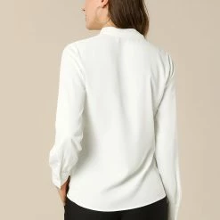 Allegra K Women's Elegant Work Office Blouse Long Sleeve Pleated Tie Neck Top Shirt 50 Allegra K Women's Elegant Work Office Blouse Long Sleeve Pleated Tie Neck Top Shirt