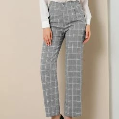 Allegra K Women's Plaid Trousers Pockets Straight Leg Pants 59 Allegra K Women's Plaid Trousers Pockets Straight Leg Pants