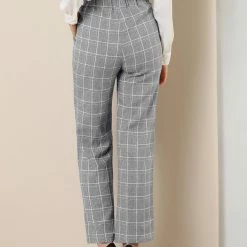 Allegra K Women's Plaid Trousers Pockets Straight Leg Pants 62 Allegra K Women's Plaid Trousers Pockets Straight Leg Pants