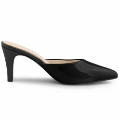 Allegra K Shoes Women's Pointed Toe Stiletto Heels Slide Mules