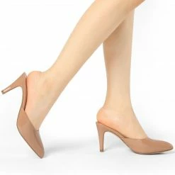 Allegra K Shoes Women's Pointed Toe Stiletto Heels Slide Mules