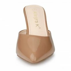 Allegra K Shoes Women's Pointed Toe Stiletto Heels Slide Mules