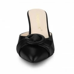 Allegra K Women's Buckle Pointed Toe Stiletto Heel Slides Mules Shoes
