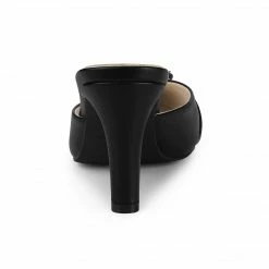 Allegra K Women's Buckle Pointed Toe Stiletto Heel Slides Mules Shoes