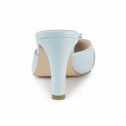 Allegra K Women's Buckle Pointed Toe Stiletto Heel Slides Mules Shoes