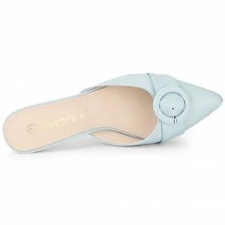 Allegra K Women's Buckle Pointed Toe Stiletto Heel Slides Mules Shoes