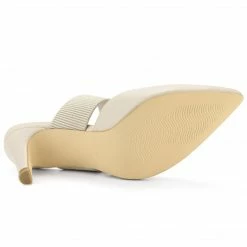 Allegra K Women's Pointed Toe Elastic Strap Stiletto Heels Mules