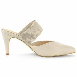 Allegra K Women's Pointed Toe Elastic Strap Stiletto Heels Mules