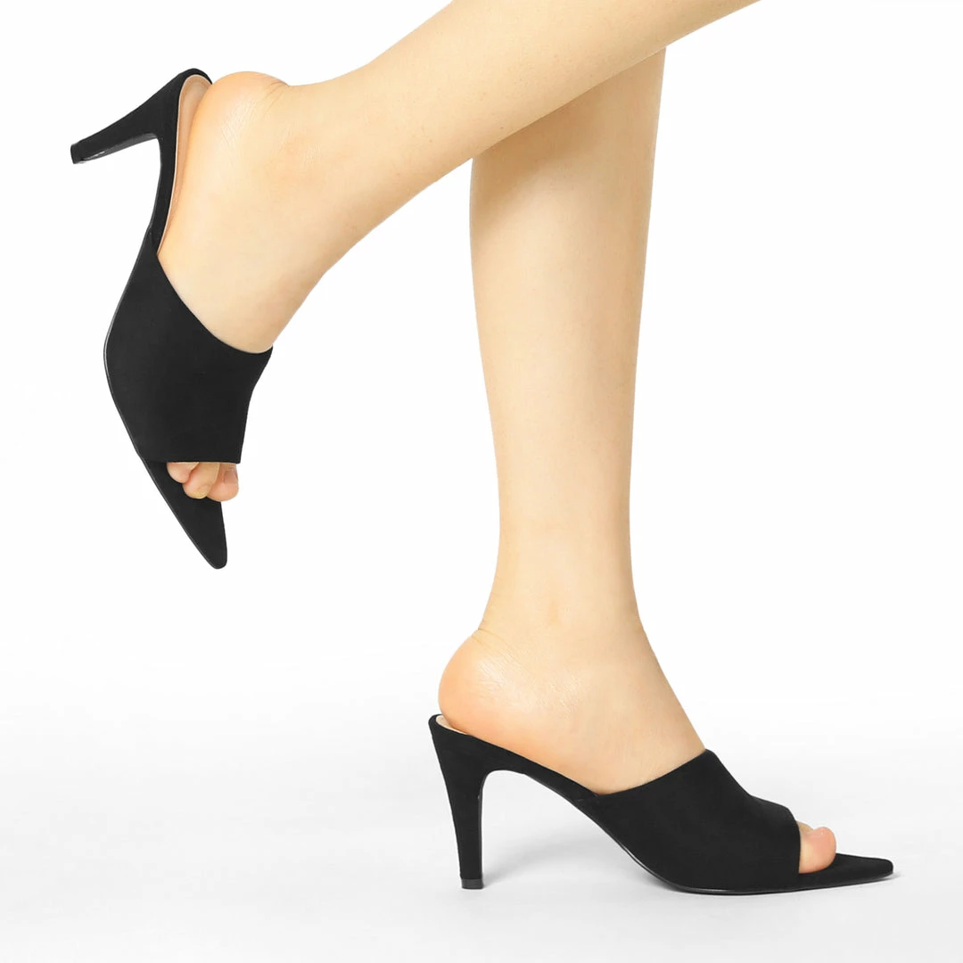 Allegra K Shoes Women's Pointed Toe Stiletto Heels Slide Mules Sandals 4 Allegra K Shoes Women's Pointed Toe Stiletto Heels Slide Mules Sandals
