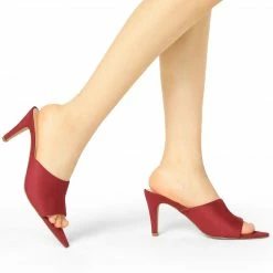 Allegra K Shoes Women's Pointed Toe Stiletto Heels Slide Mules Sandals 24 Allegra K Shoes Women's Pointed Toe Stiletto Heels Slide Mules Sandals