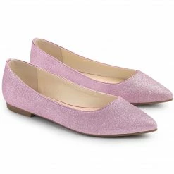 Allegra K Women's Glitter Pointed Toe Slip On Ballet Flats Shoes