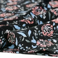 Allegra K Women's Elegant Floral Puff Short Sleeve Stand Collar Keyhole Blouse Tops