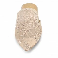 Allegra K Women's Pointed Toe Floral Embroidery Flats Mules