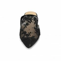 Allegra K Women's Pointed Toe Floral Embroidery Flats Mules