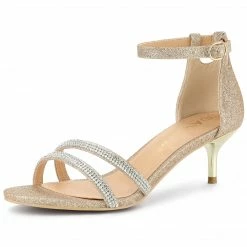 Allegra K Women's Glitter Stiletto Heels Kitten Heel Sandals Shoes