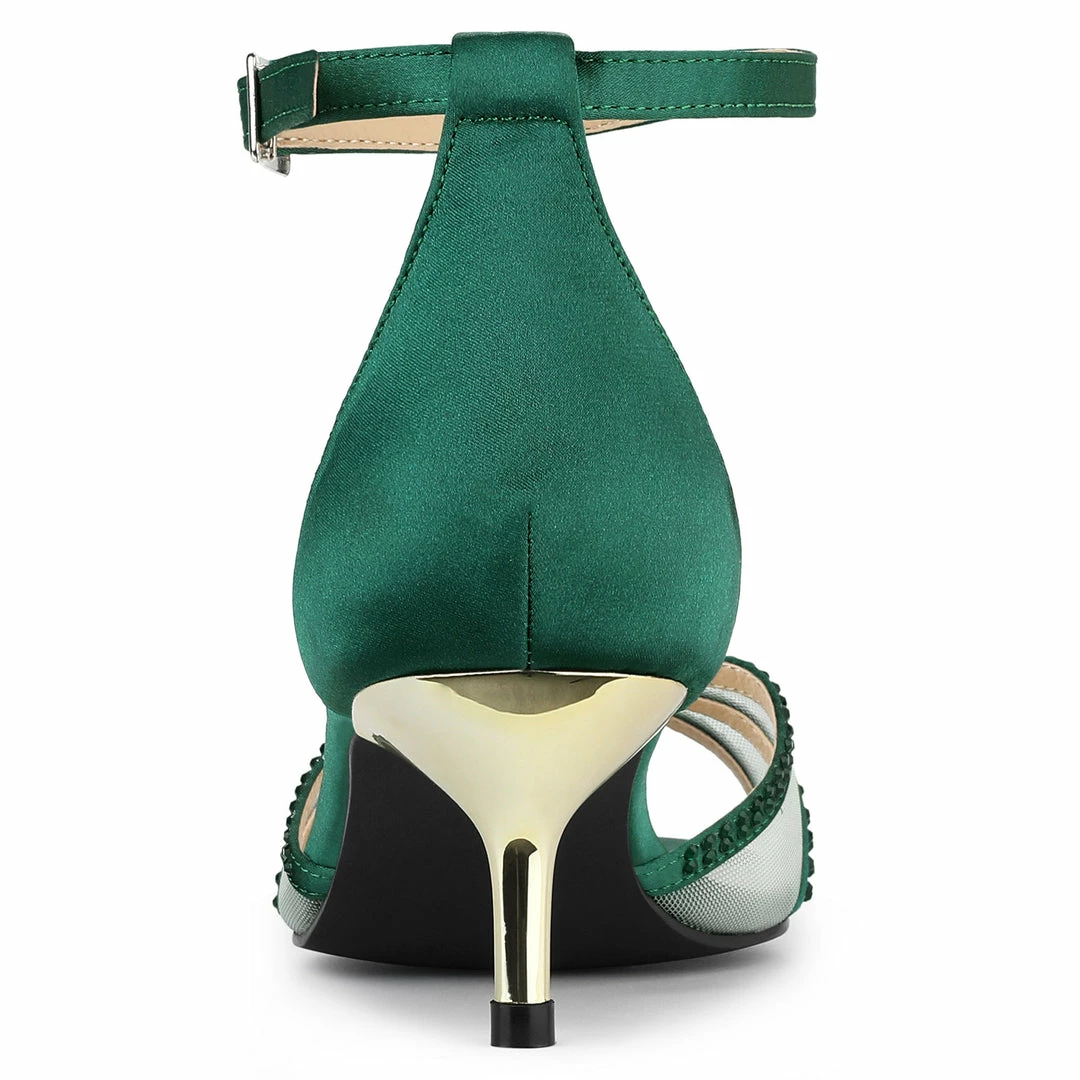 Allegra K Women's Rhinestone Mesh Kitten Heels Sandals 13 Allegra K Women's Rhinestone Mesh Kitten Heels Sandals