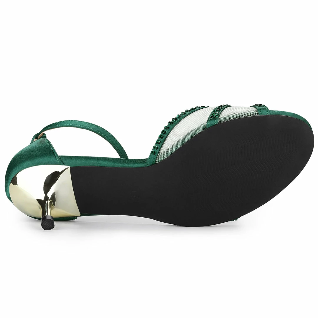 Allegra K Women's Rhinestone Mesh Kitten Heels Sandals 15 Allegra K Women's Rhinestone Mesh Kitten Heels Sandals