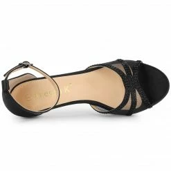 Allegra K Women's Rhinestone Mesh Kitten Heels Sandals 20 Allegra K Women's Rhinestone Mesh Kitten Heels Sandals