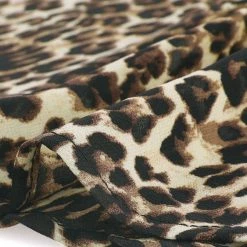 Allegra K Women's Leopard Print Ruffle Neck Long Sleeves Blouse Top