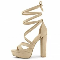 Allegra K Shoes Women's Lace Up Platform Chunky High Heels Sandals 31 Allegra K Shoes Women's Lace Up Platform Chunky High Heels Sandals