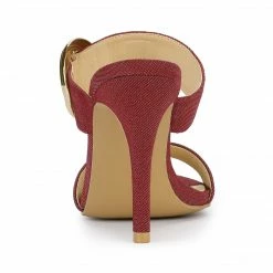 Allegra K Shoes Women's Buckle Stiletto Heels Slide Sandals