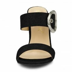 Allegra K Shoes Women's Buckle Stiletto Heels Slide Sandals