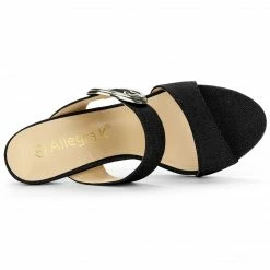 Allegra K Shoes Women's Buckle Stiletto Heels Slide Sandals