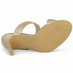 Allegra K Women's Glitter Rhinestone Stiletto Heels Sandals