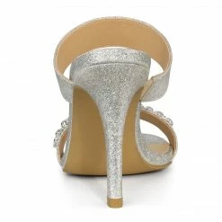 Allegra K Women's Glitter Rhinestone Stiletto Heels Sandals