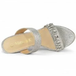 Allegra K Women's Glitter Rhinestone Stiletto Heels Sandals