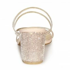 Allegra K Shoes Women's Strappy Rhinestone Block Heel Slide Sandals