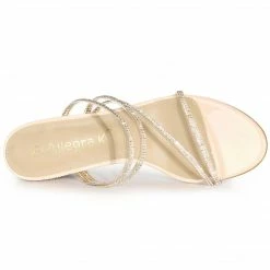 Allegra K Shoes Women's Strappy Rhinestone Block Heel Slide Sandals